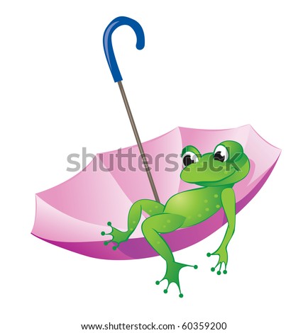 stock photo : Frog floats sitting in an umbrella