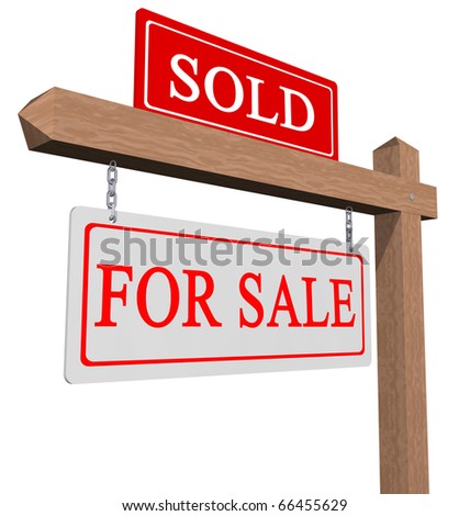 real estate sign sold. stock photo : Real estate type
