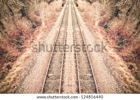 rail track hdr abstract in vivid autumnal colors