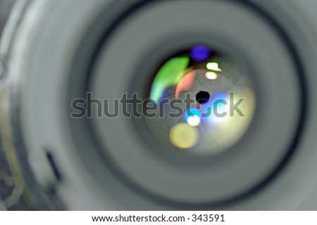 light refraction on camera lens glass