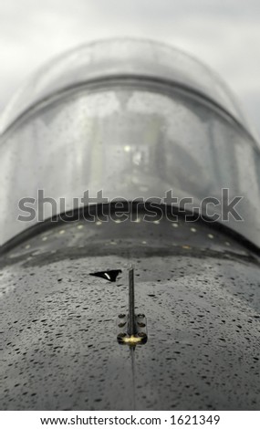 Military jet cockpit canopy.