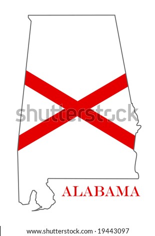 alabama state flag picture. Alabama Outline And State Flag