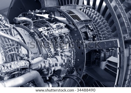 detail of a powerful comercial jet engine
