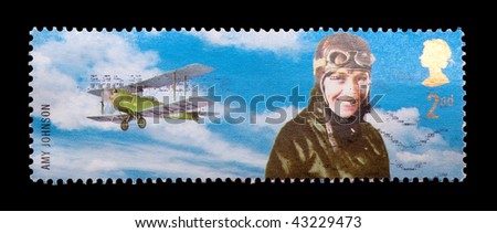 BRITISH - CIRCA 2003: commemorative mail stamp featuring flight pioneer, Amy Johnson, circa 2003