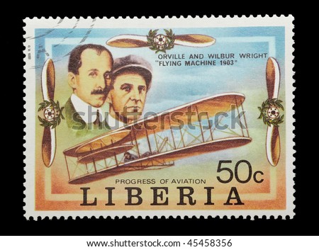 LIBERIA - CIRCA 1978: mail stamp celebrating the first flight of the Wright brothers, circa 1978
