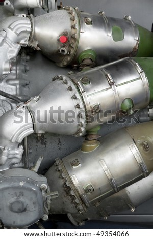 closeup of parts on a jet engine