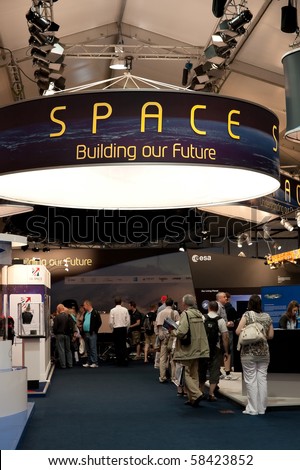 FARNBOROUGH, UK - JULY 25: Exhibition on the future of space exploration and technology at the Farnborough Airshow.. July 25 2010, Farnborough, UK.
