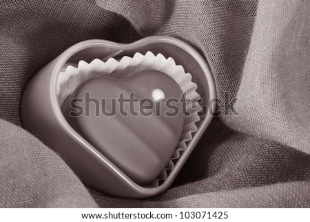 Chocolate Love Heart in Black and White Sepia Tone