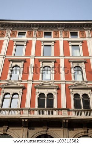 Facade in Dante Street in Milan, Italy