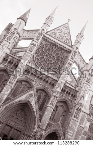 Westminster Abbey; London in Black and White Sepia Tone
