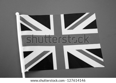Union Jack Flag of UK on Red Card Background in Black and White