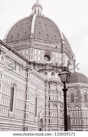Dome of Duomo Cathedral Church, Florence in Black and White Tone