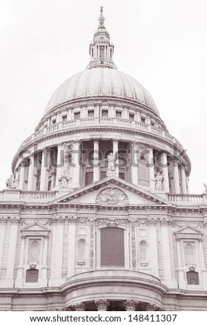 St Pauls Cathedral Church, London, England, UK in Black and White Sepia Tone