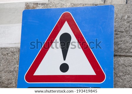 Blue, White and Red Traffic Warning Sign