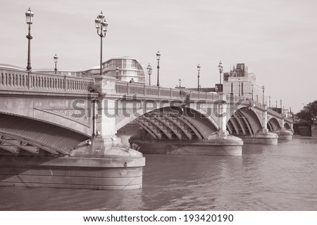 Battersea Bridge; Chelsea; London; England; UK in Black and White Sepia Tone