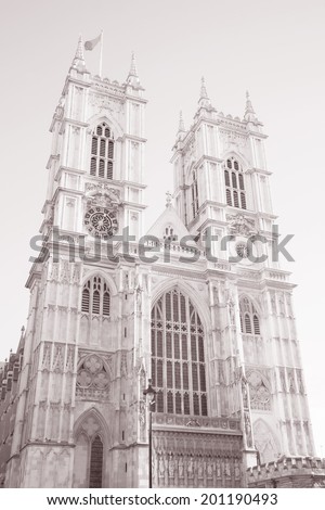 Westminster Abbey, London; England; UK in Black and White Sepia Tone