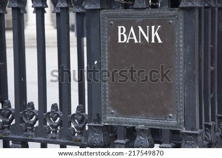 Bank Entrance Sign in Urban Setting