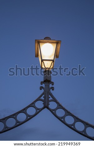 Illuminated Lamp on Ha\'Penny Bridge, Dublin, Ireland