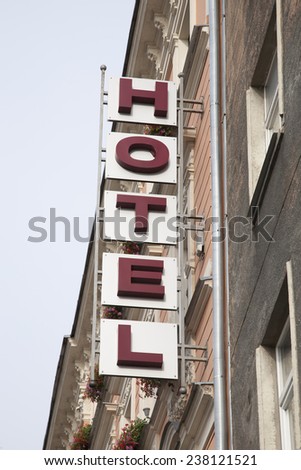 Hotel Sign in Urban Setting