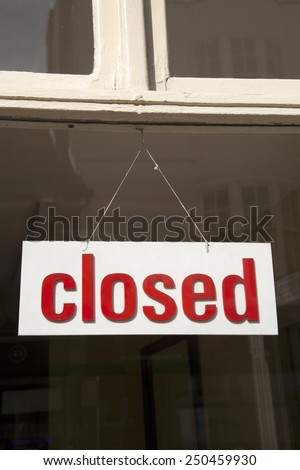 Closed Sign on Shop Window