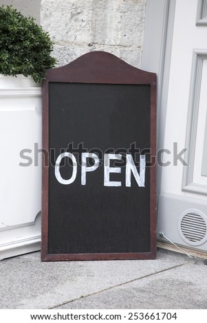 Open Sign outside Bar Restaurant or Cafe