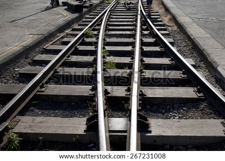 Railway Track Junction with Person in Background