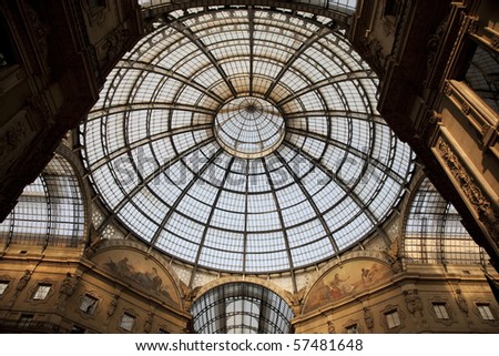 Dome of Vittorio Emanuele II Shopping Gallery in Milan; Italy