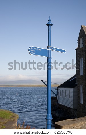 Signpost in Stromness, Orkney Islands, Scotland
