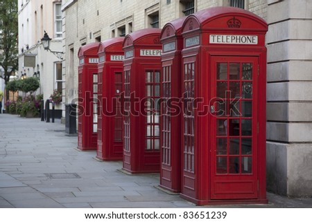 Telephone Boxes near Covent Garden in London, England, UK