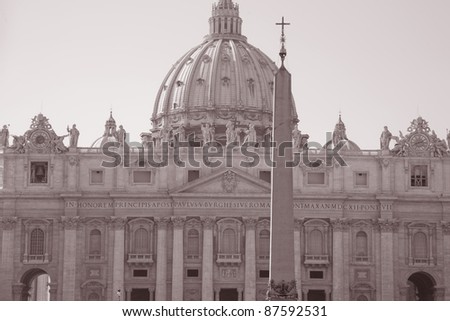 St Peters Church in the Vatican in Black and White Sepia Tone, Rome