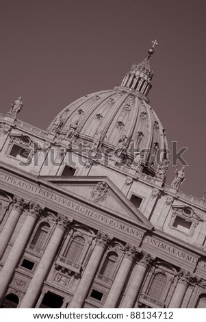 St Peters Basilica Church on Tilted Angle; Vatican City, Rome, Europe