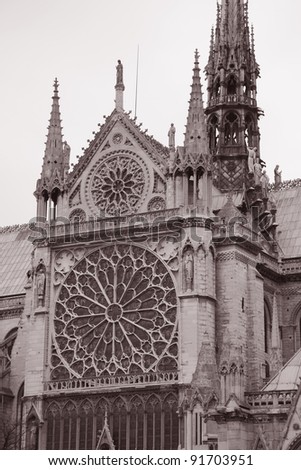 Rose Window Notre Dame Cathedral in Paris, France