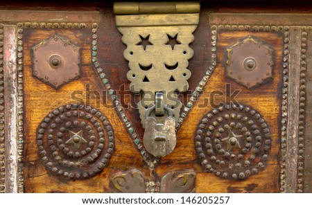 Old arabic chest with ornamental pieces