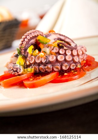 Octopus salad with mango salsa