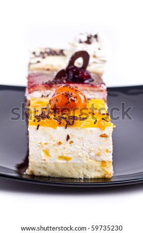 Plate with 3 types of cakes