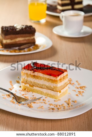 Layered orange cake with jelly