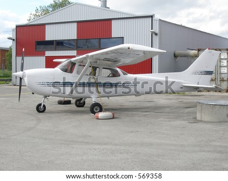 Plane near hangar