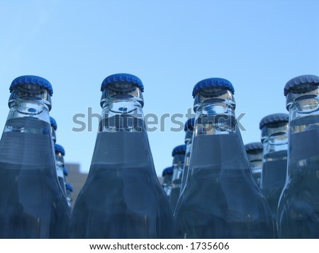 Mineral water bottles in a row