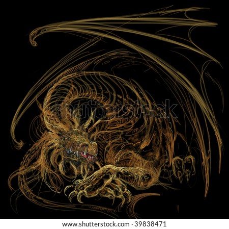 Gold dragon resting.  A pastel  and colored pencil sketch