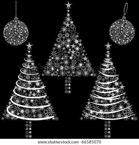 Free Vector Globe on Black And White Christmas Tree And Globe Vector   Stock Vector