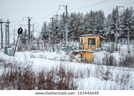 Rail crossing in winter season