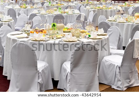 Places Wedding Reception on Wedding White Reception Place Ready For Guests  Elegant Banquet Tables