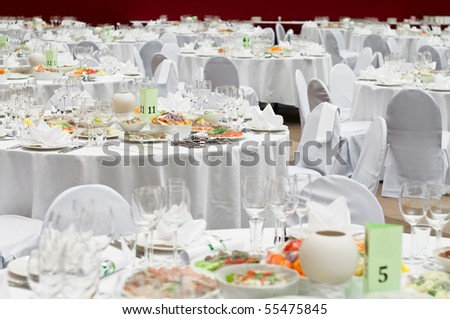stock photo Formal dinner service as at a wedding banquet