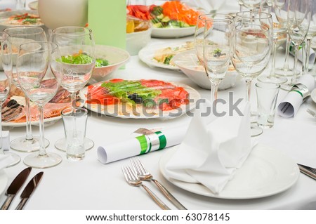 Formal dinner service as at a wedding, banquet