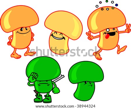 Some Crazy Fungi Stock Vector Illustration 38944324 : Shutterstock