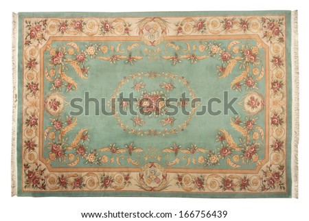 Woolen carpet of handwork on a white background