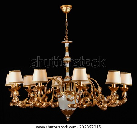 Vintage chandelier isolated on white background with clipping