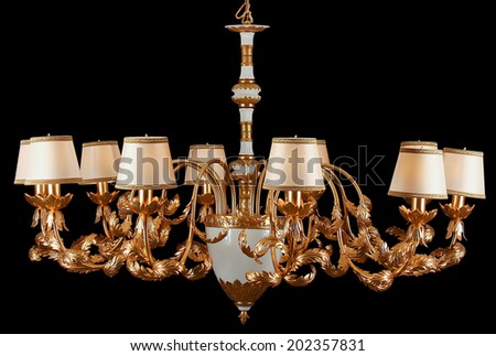 Vintage chandelier isolated on white background with clipping