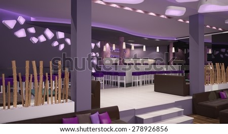 3d rendering of a bar interior design