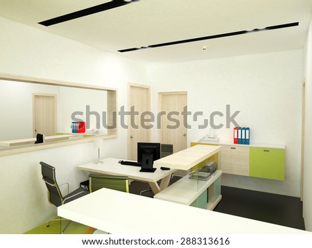 3d rendering of a bank office interior design